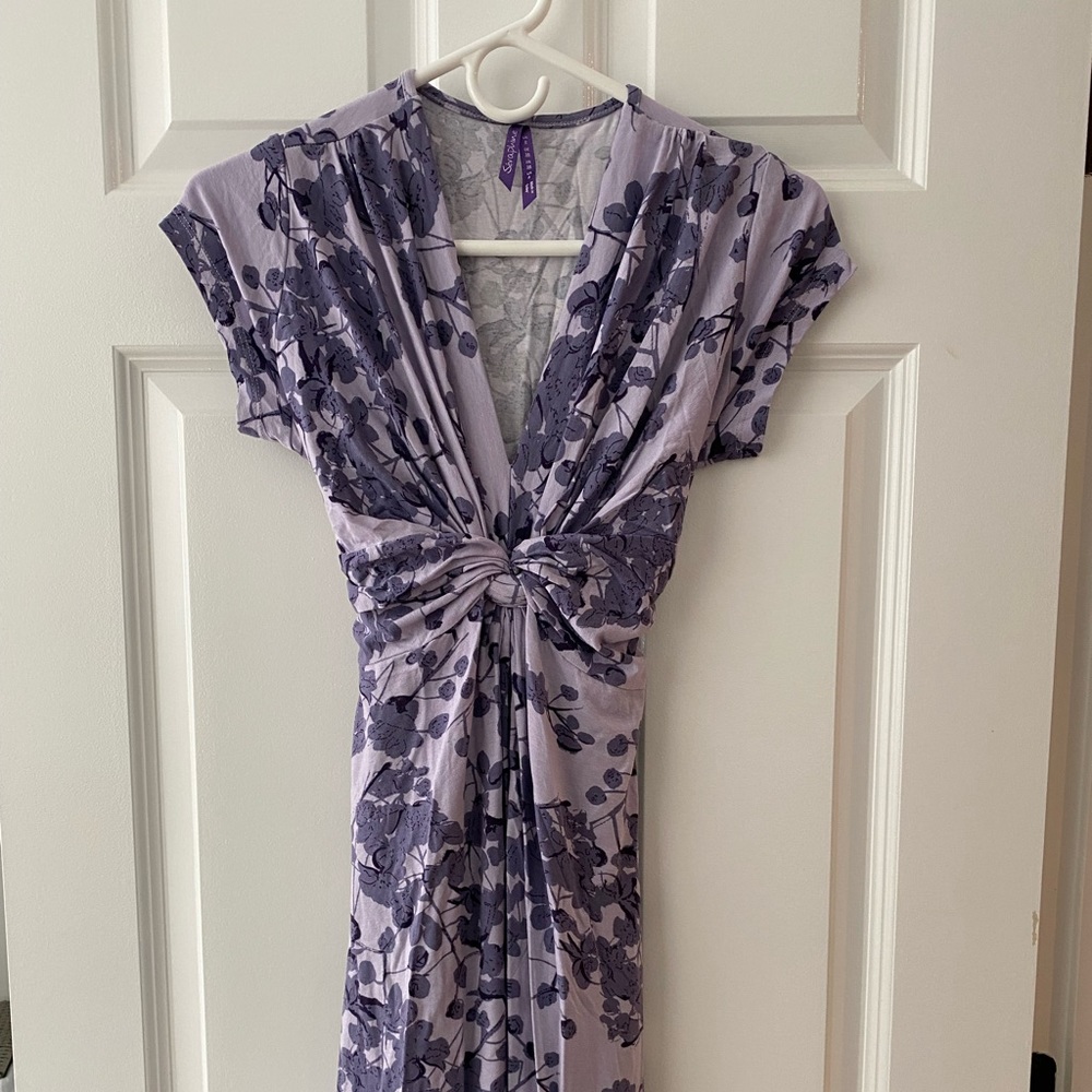 Seraphine maternity blossom knot front lavender wrap dress